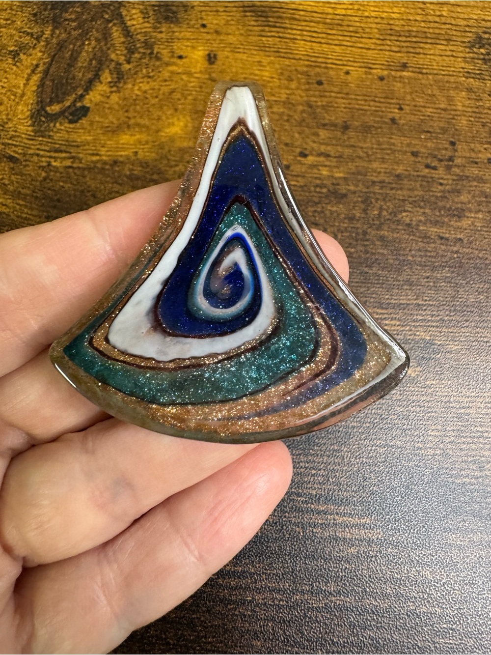 Spiral Swirl Pendant Necklace — Blue, Teal & White Accent